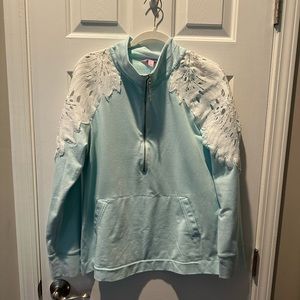 Lilly Pulitzer zipper pullover. Teal green. Size XL